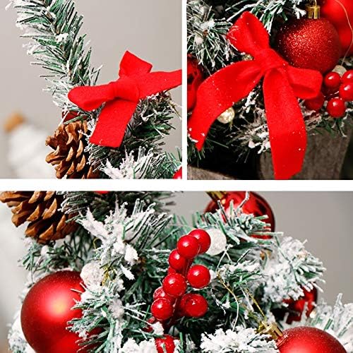 Uxzdx mini božićno drvce sa lampicama malih dodataka luk zvona pine coe pokloni božićne radne površine