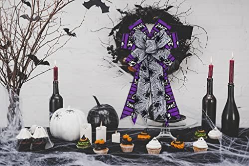 Alibbon Veliki vešta za vevine za vijenče, Halloween vevine, crnim ljubičastim lukovima, sjajni pauk mrežni