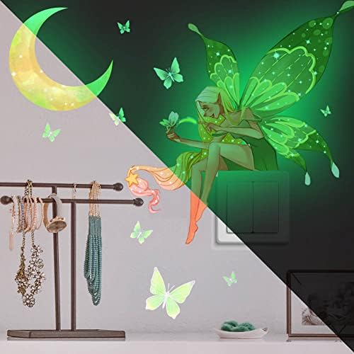 Glow in the Dark Butterfly Fairy zidna naljepnica svjetleći crtani cvijet vila princeza mjesec leptiri