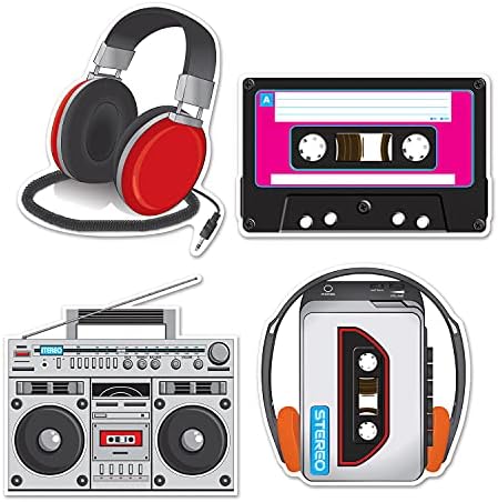 Beistle 4 komada papir Volim 80-ih kaseta za kasetu retro 1980-e za zabavu za zabavu Glazbene teme Zidne