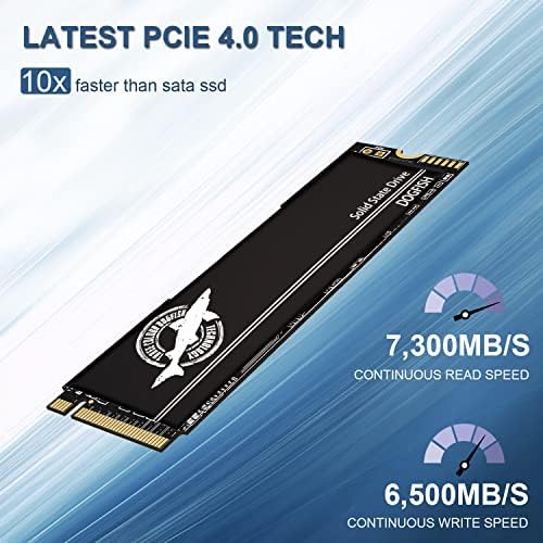 Pasfish 4TB M.2 NVME SSD PCIE 4.0 GEN 4 s grapskim termalnim jastučićem, radi sa PS5, do 7300 MB / s internim