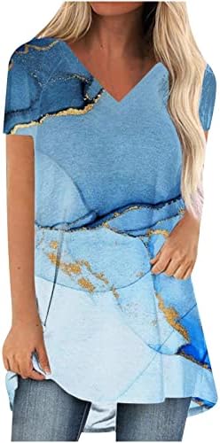 OVERMAL ženski ljetni Print majica pulover V-izrez srednje dužine kratki rukavi