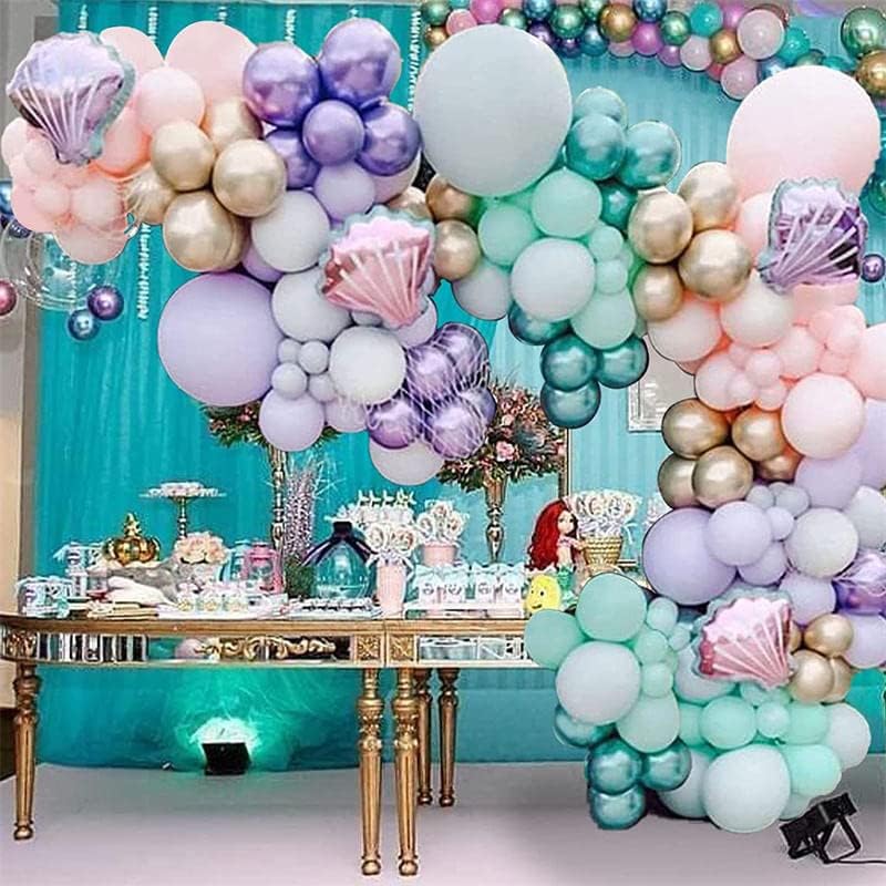Seashell Balloon Garland Arch Chit-Mermaid Theme Party - 119pcs - Ocean Tema Dekoracija