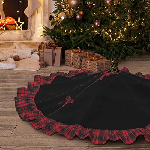 Muzički simbol Faux posteljina božićna suknja Vintage Plaid Tree suknje veličine 30/36/48 inča promjera