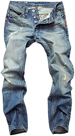 Andongnywell Muške sužnje mršave nevoljene ravne fit patentne traperice uništene traper hlače