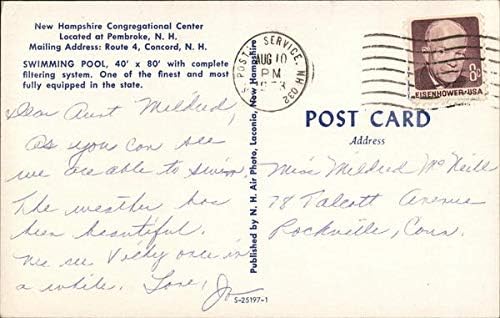 Novi Hamphire Kongregacijski centar-Bazen Pembroke, New Hampshire NH originalna Vintage razglednica