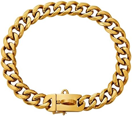 Zlatni lanac ovratnik za pse, teška kubanska veza pse ogrlica za pse ogrlica sa ogrlicama sa metalnim kopčom