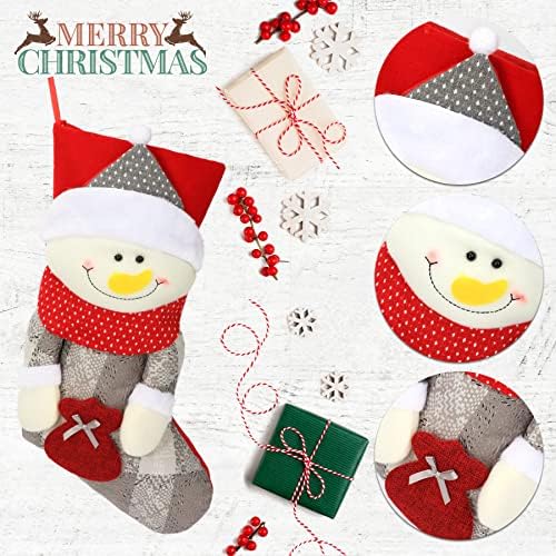 Easfan 3pcs Božićne čarape 3D velike 18 '' Xmas čarape sa Santa Snowman Reindeer Lik uzorak Dječje poklon