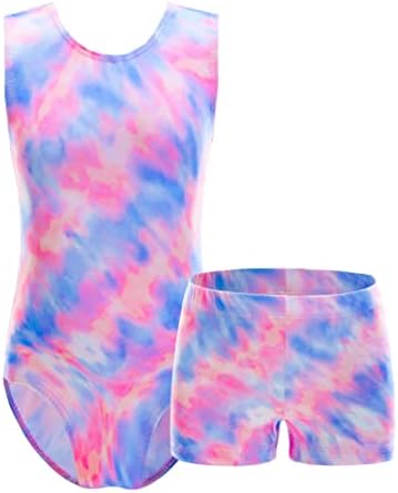 rainbowsnow gimnastika triko za djevojčice male djece mramorna boja za kravatu jednodijelna veličina