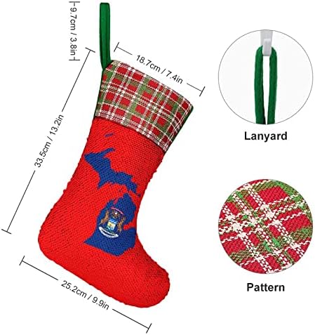 Zastava Michigan Sequin Božićni odmor Čarape Reverzibilna boja Promjena čarobnih zaliha za Xmas Tree Kamin