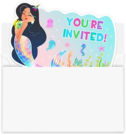 Mermaid rođendanske pozivnice - djevojke rođendanska sirena tematska strana za zabavu -30 kartice