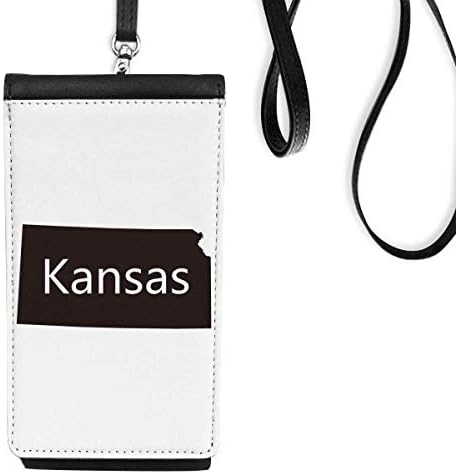 Kansas America USA Mapa Outline Telefon novčanik torbica Viseće mobilne torbice Crni džep