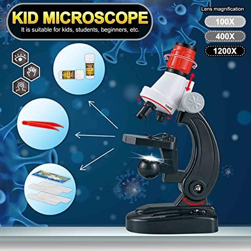 ONWRACE Studentski mikroskop LED 100x / 400X/1200x komplet za biološki mikroskop oštra slika moćan a