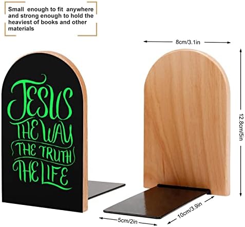 Isus The Way The Truth The Life little Wood Bookends Support Non-Slip Heavy Duty police Book Stand