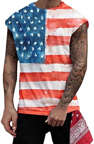 BMISEGM Ljetne majice za muškarce Dan nezavisnosti 3D tiskani muški džemper TANK TOP CALEST SPORT TANK TOP MUŠKI THIRTS