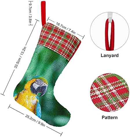 Macaw Parrot Sequin Božićna čarapa sjajni zid viseći ukras ukrasa za Xmas Tree Holiday Party