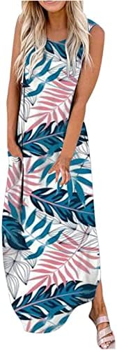 Lcziwo ljetna haljina za žene Casual labava Maxi haljina za zabavu na plaži bez cvjetnog printa dugi