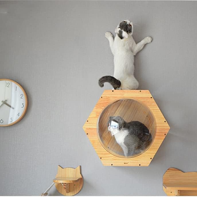 ZYZMH DIY zidni penjački okvir za mačke mačka Drvo mačka igračka svemirska kapsula za igru kuća pećina Mačić igračka krevet drveni namještaj za kućne ljubimce