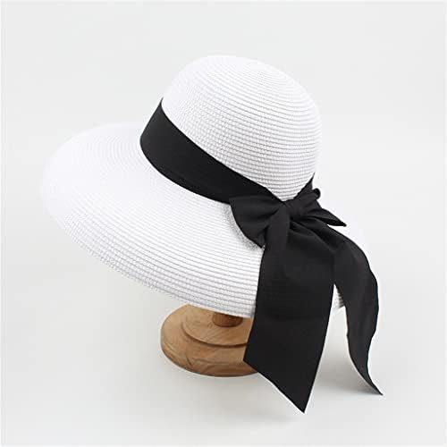 Zsedp Ljeto Sklopivi veliki kape za ženske kupole Crna vrpca luk kravata široka brana za sunčanje