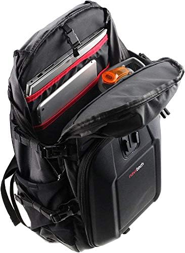 Navitech action backpack i crvena kutija za pohranu s integriranim remenom prsa - kompatibilan