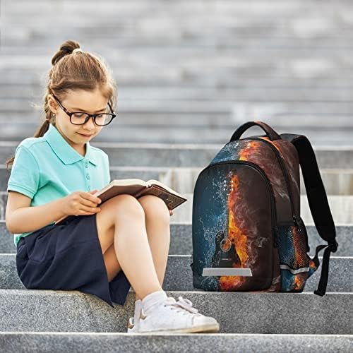 xigua učenici ruksak dječak djevojčica Školska torba za knjige, Vatra i voda gitara vodootporan 12.9 in laptop