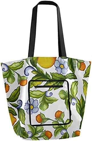 Lemons Flowers sklopiva torba za višekratnu upotrebu torba za namirnice Heavy Duty School tote torba za kupovinu putnih sportskih plaža i poklona