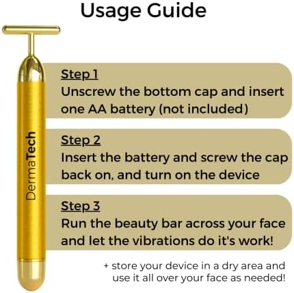 DermaTech Skincare Gold Sculpting Beauty Bar | električni alat za masažu lica za podizanje i toniranje lica