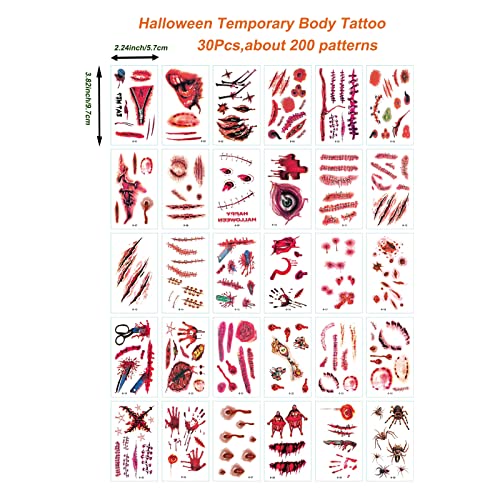 30 kom Halloween Realistic naljepnica za tetovažu na šal tetovaža, privremena vodootporna