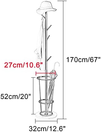 Kišobran, multifunkcionalni nosač kišobrana stalak sa 7 kuka, metalni samostojeći kaput i krovni stalak,