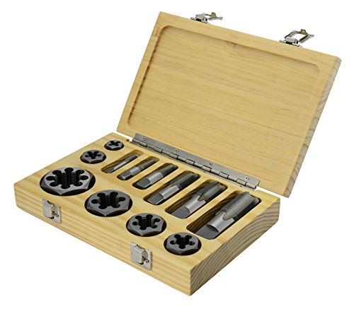 Drill America 12 Piece Carbon Steel NPT Pipe Tap and Die Set, 1/8, 1/4, 3/8, 1/2, 3/4 i 1 u