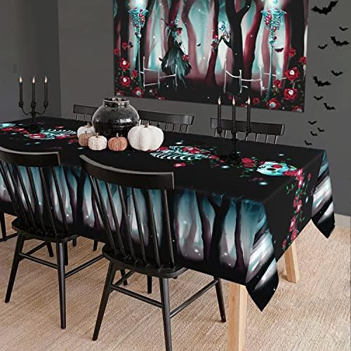 9 x 5 Ft tkanina Rose Skeleton Party stolnjak za Noć vještica Lobanja dekoracija zabave lobanja