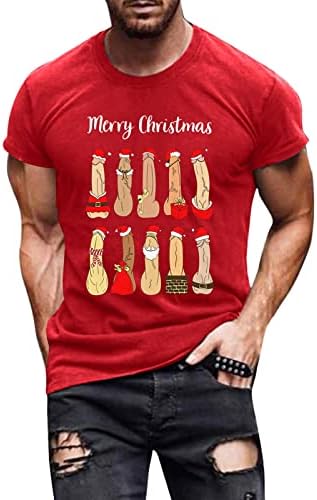 Wocachi božićne majice kratkih rukava za muške, ružne Xmas Holiday Costumes Funny Graphic Workout