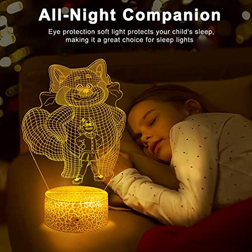 JMLLYCO Crvena Panda noćno svjetlo za djecu 3D iluzija stol Panda pokloni lampa 16 boja promjena s daljinskim