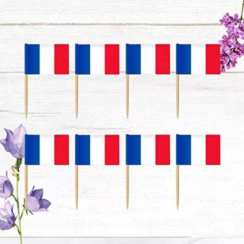 STOBOK Cupcake Toppers 100kom Francuska Zastava francuski ručni Mini mali štap zastave za zabavu učionica vrt