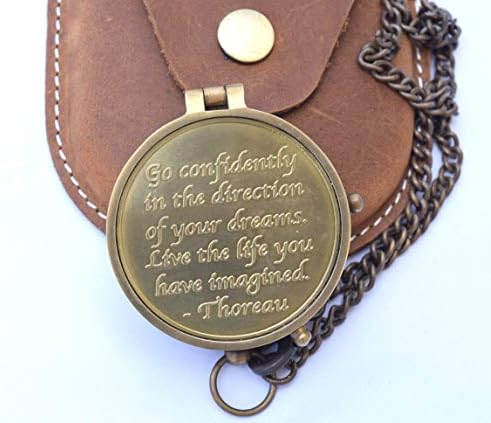 Neovivid mesing kompas ugraviran sa Thoreauovom Goom Pouzdano citat i žigosana kožna futrola, pokloni