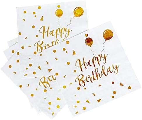 Movinpe Gold Salvens sretan rođendan salvete 50kom, papirnate salveta preklop 3 sloja za jednokratnu