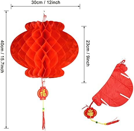 20 pakovanja kineskih crvenih papirnih lampiona, visećih okruglih lampiona festivalske dekoracije
