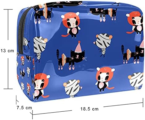 Kozmetička torba za žene, predivne sobne vodootporne vrećice za šminku Travel Crtane mačke u Noć vješticama Kostimi u obliku toaletnih torba Organizator kao pokloni