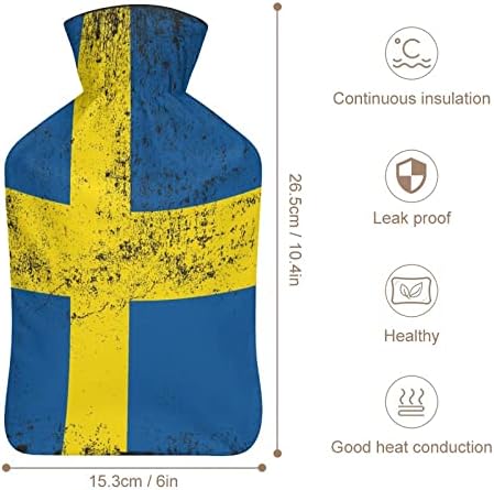 Grunge Zastava Švedske flaša za toplu vodu 1000ml slatka meka voda-torba za ubrizgavanje grijač za ruke za topla stopala
