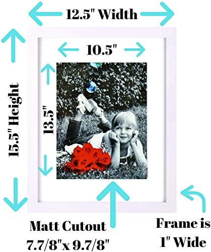 Tasse Verre 8x10 Frame slike Bijeli sa prednjim poklopcem stakla - prikazuje sliku 5x7 s prostirkom ili 8x10