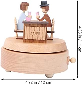 Lkyboa Wooden Music Box Handmade Prekrasna ljubavna par Mehanička muzička muzička kutija za melodiju