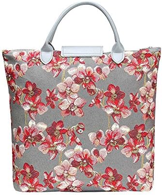 Sklopiva torba za višekratnu upotrebu Signare tapiserije torba za kupovinu torba za namirnice s Orhidejnim
