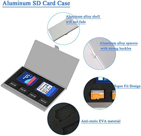 Držač SD kartice, futrola za Micro SD karticu, Ultratanka Mini Aluminijumska vodootporna torbica za nošenje memorijske kartice,poklopac poklopca za zaštitu od rđe, kapacitet za 2 SD kartice i 4 TF kartice