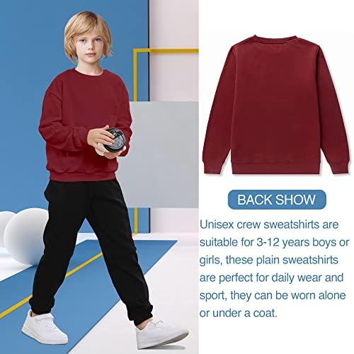DotDog Unisex Mladi mekani brušeni runo Basic CrewNeck pulover dukserica za dječake ili djevojke