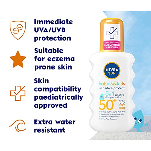 Nivea Kids Protect i Sensitive sprej za sunčanje sa SPF 50+, veoma visok-200 ml