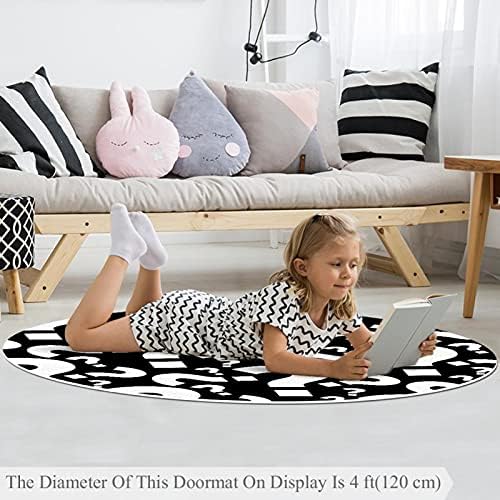 LLNSUPPLY 4 Ft okrugli tepih sa niskim hrpom, smiješni znak pitanja uzorak Baby Crawling podne prostirke