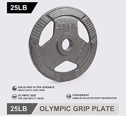 LIONSCOOL 2-inčna Olimpijska ploča za držanje u paru ili pojedinačna za trening snage, dizanje tegova