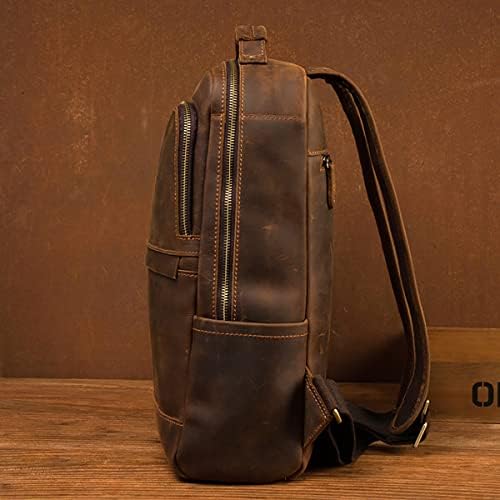 PAHVRION starinski ruksak za Laptop od prave kože od 14 inča, putna torba za planinarenje protiv