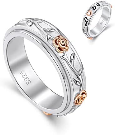 LEXLUNE Fidget Ring Spinner Ring for Anxiety Women Men Girlfriend kćer Teen Girl Real S926 Sterling Silver Band Ring Mother's Day Gift