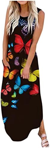 Zervoba ženska ležerna haljina bez rukava duga haljina cvjetna tiskana Split Maxi haljina ljetna tenka haljina
